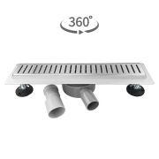 Трап САНАКС 00037 400х70 мм нерж стали, линейный, гор., УЛУЧШЕННЫЙ с зазором под ПЛИТКУ САТИН