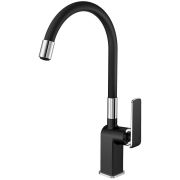 Смеситель для кухни Haiba рычажный с силиконовым черным изливом черный/хром HB73548-7