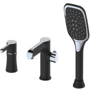 Смеситель для ванны Haiba рычажный встраиваемый из 3 частей черный/хром HB80805-7