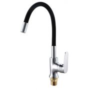 Смеситель для кухни РМС рычажный с силиконовым черным изливом SL123BL-016F-1