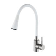 Смеситель для кухни АНТЕЙ рычажный с силиконовым белым изливом сатин 572571-ANT