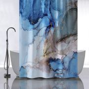 Штора для ванной САНАКС Голубой мрамор с золотом (без колец) 1800*1800 мм