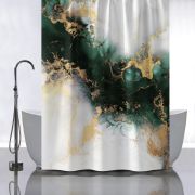 Штора для ванной САНАКС Зеленый мрамор с золотом (без колец) 1800*1800 мм