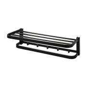 Полка для полотенец TITAN с опорой алюминевая черная 575*230*150мм