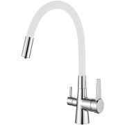 Смеситель для кухни Haiba рычажный с подключением к фильтру с питьевой водой белый/хром  HB76858-8