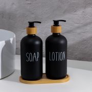 Набор для ванны дозаторы на подносе  из  бамбука  по 500 мл стекло 9492943