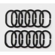 Кольца д/штор в ванную ДОЛЯНА пластиковые чёрные 1/12шт 10131395