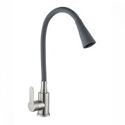Смеситель для кухни АНТЕЙ рычажный с силиконовым серым изливом сатин 577032-ANT