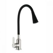 Смеситель для кухни АНТЕЙ рычажный с силиконовым черным изливом сатин 577033-ANT