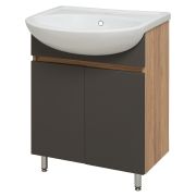 Тумба с раковиной RUNO ЛАДА графит/лиственница