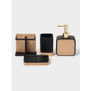 Набор аксессуаров «Агат» 4 предмета (дозатор, мыльница,2 стакана) дерево пластик полирезин 3630190