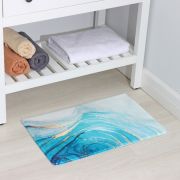 Коврик д/ванной  ДОЛЯНА «Камень» 400*600 мм ПВХ поролон флис голубой 6073539