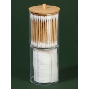 Органайзер д/ватных палочек Bamboo с крышкой бамбук стекло прозрачный 9880056